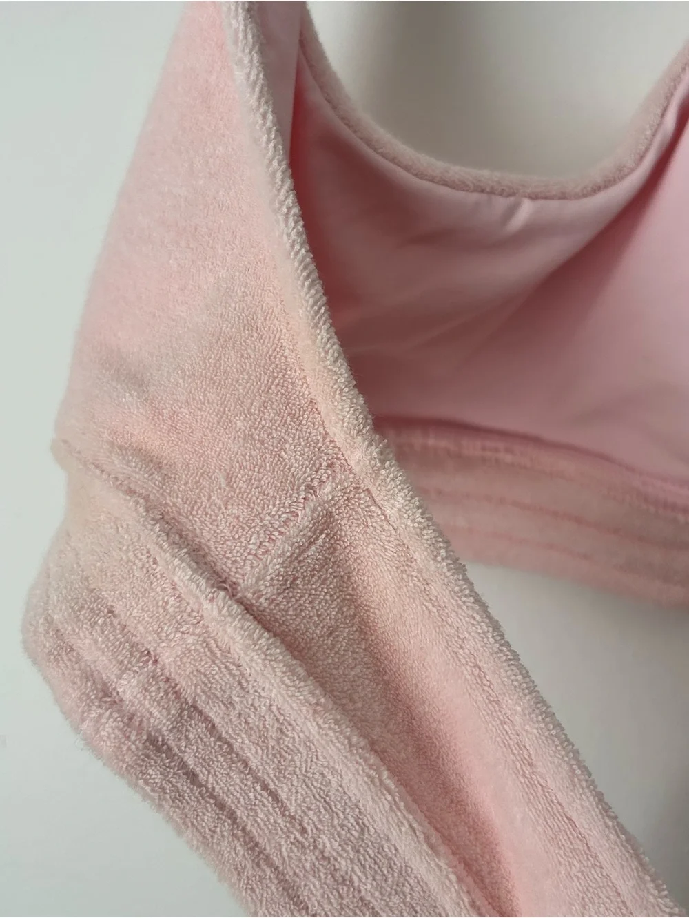 NWT Frankie’s Bikini Phoebe Terry Halter Swim Top - Soft Pink, Size M